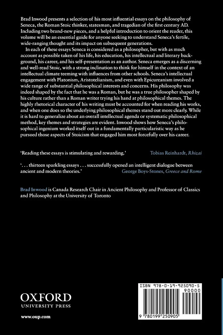 Rückseite: 9780199250905 | Reading Seneca | Stoic Philosophy at Rome | Brad Inwood | Taschenbuch