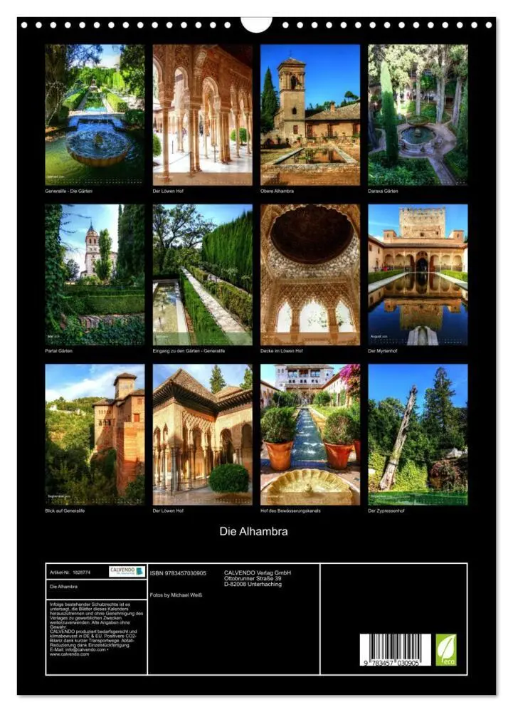 Bild: 9783457030905 | Die Alhambra (Wandkalender 2025 DIN A3 hoch), CALVENDO Monatskalender