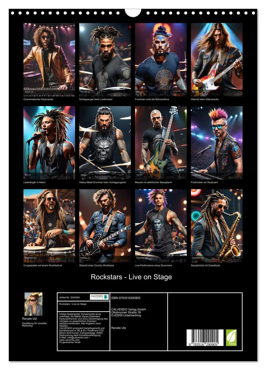 Bild: 9783516290905 | Rockstars - Live on Stage (Wandkalender 2026 DIN A3 hoch), CALVENDO...