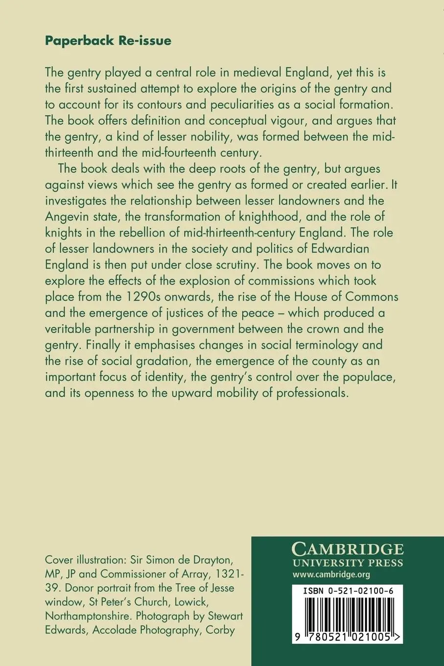 Rückseite: 9780521021005 | The Origins of the English Gentry | Peter Coss (u. a.) | Taschenbuch