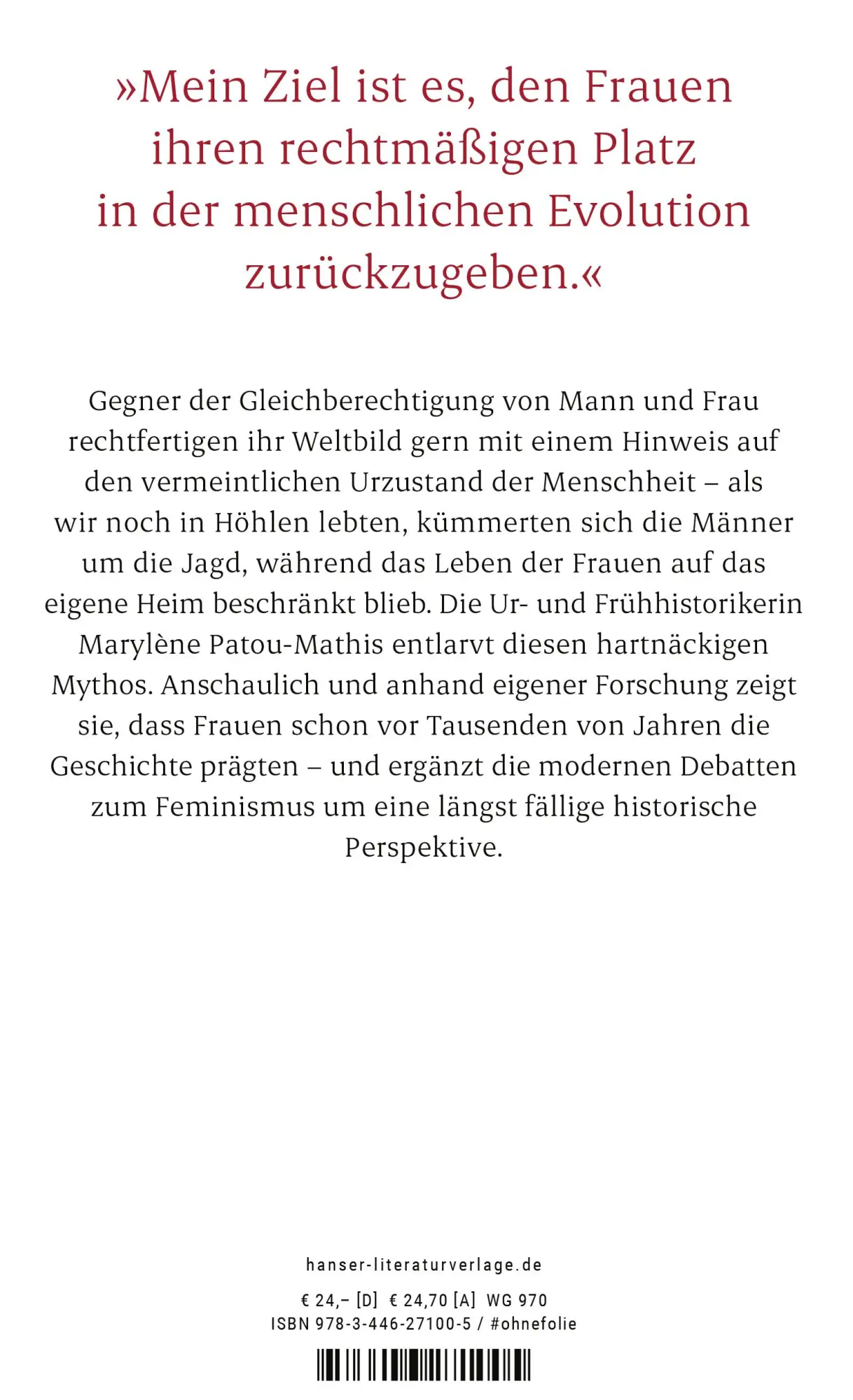 Bild: 9783446271005 | Weibliche Unsichtbarkeit | Wie alles begann | Marylène Patou-Mathis