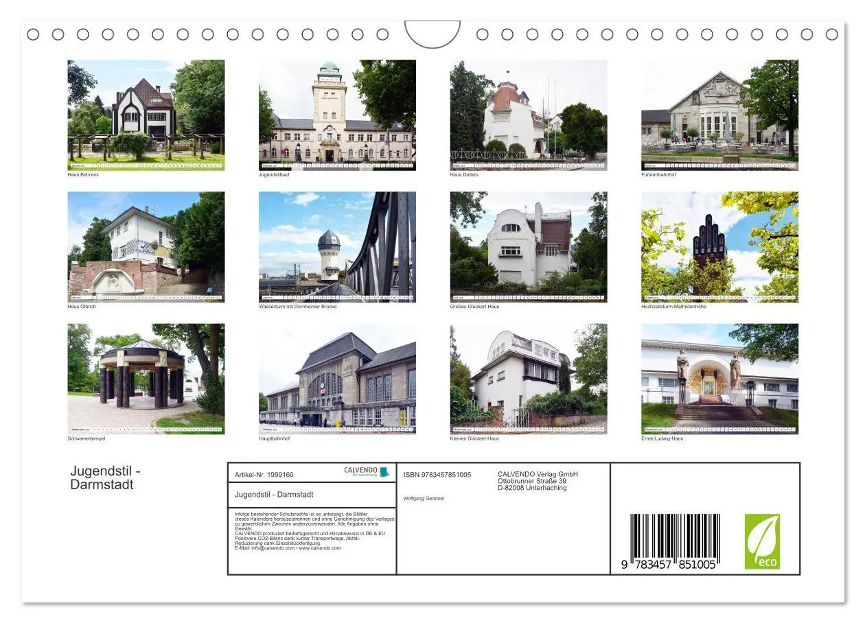 Bild: 9783457851005 | Jugendstil - Darmstadt (Wandkalender 2026 DIN A4 quer), CALVENDO...