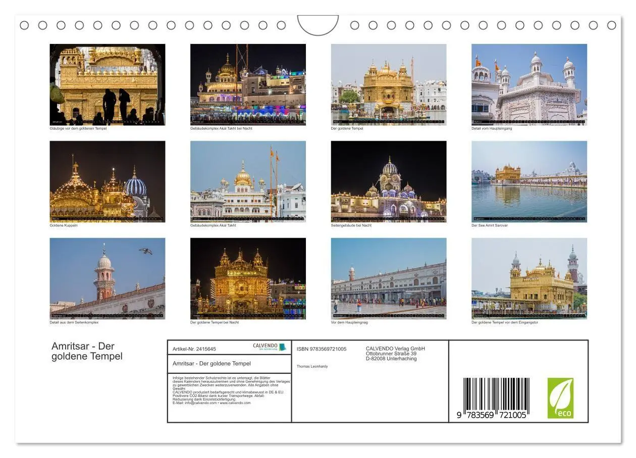Bild: 9783569721005 | Amritsar - Der goldene Tempel (Wandkalender 2027 DIN A4 quer),...