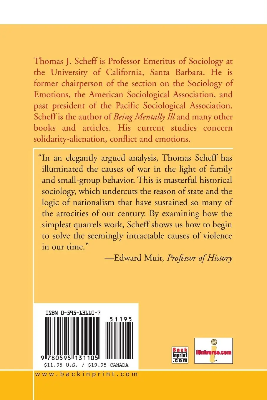 Rückseite: 9780595131105 | Bloody Revenge | Emotions, Nationalism and War | Thomas J. Scheff