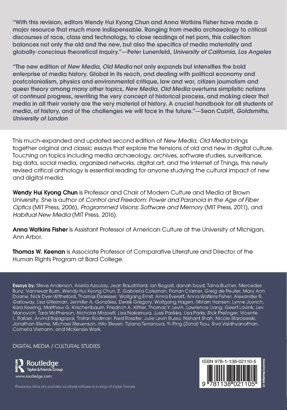 Rückseite: 9781138021105 | New Media, Old Media | A History and Theory Reader | Chun (u. a.)