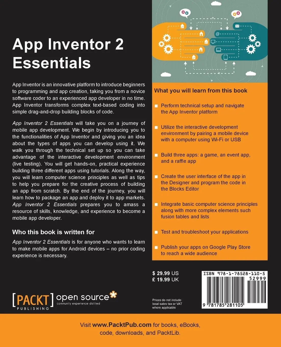 Rückseite: 9781785281105 | App Inventor 2 Essentials | Felicia Kamriani (u. a.) | Taschenbuch