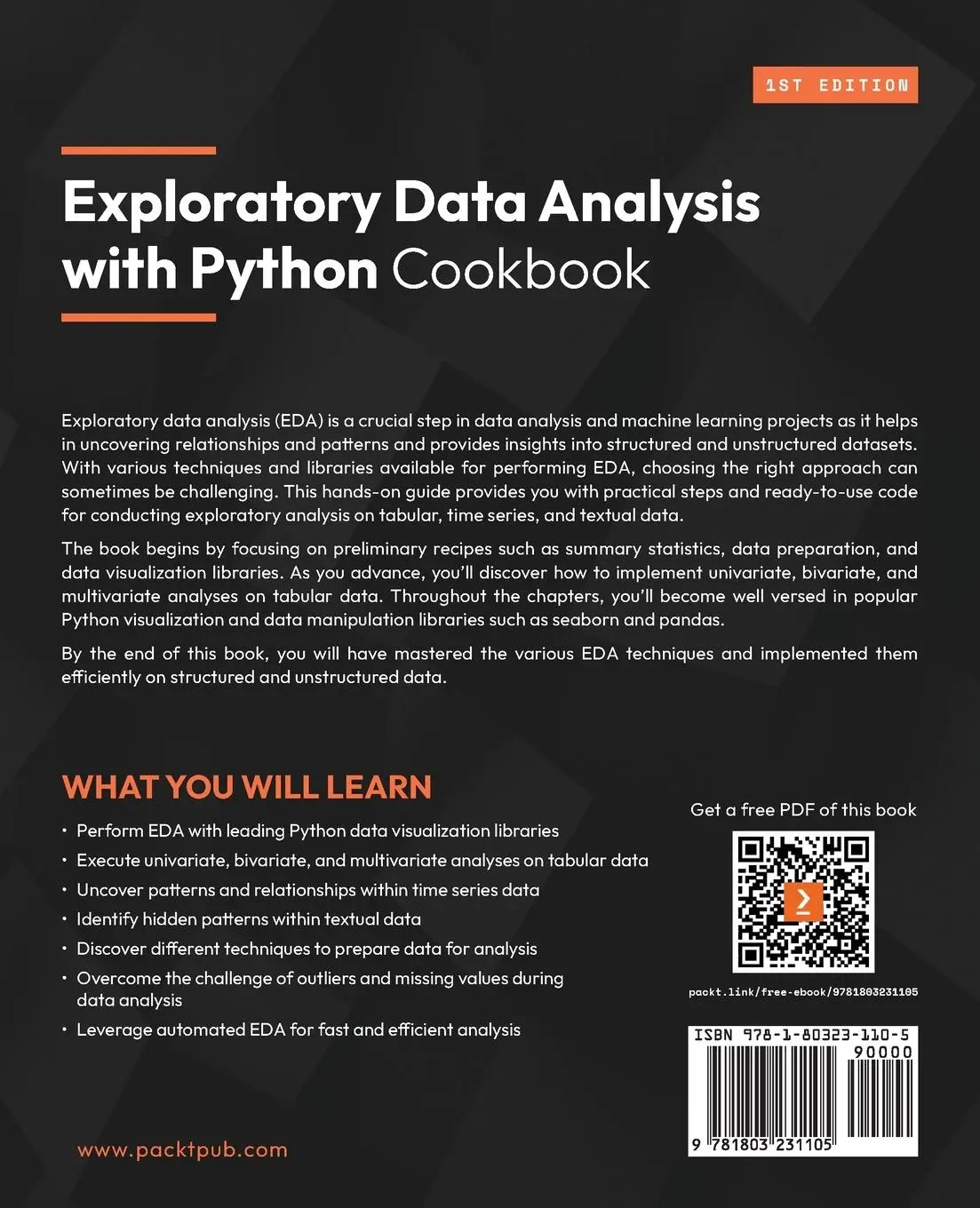 Rückseite: 9781803231105 | Exploratory Data Analysis with Python Cookbook | Ayodele Oluleye