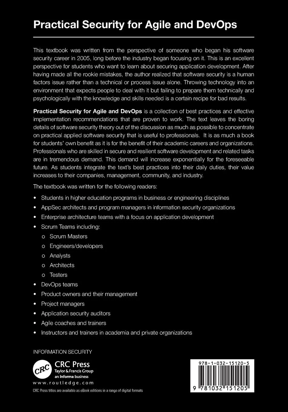 Rückseite: 9781032151205 | Practical Security for Agile and DevOps | Mark S. Merkow | Taschenbuch
