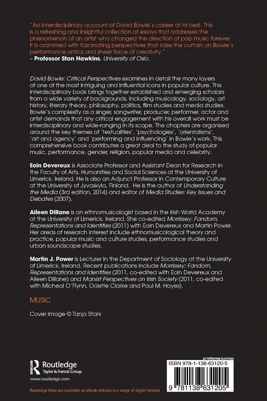 Rückseite: 9781138631205 | David Bowie | Critical Perspectives | Eoin Devereux (u. a.) | Buch