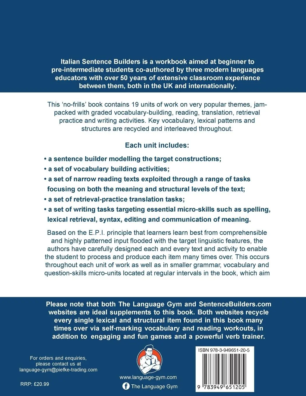 Rückseite: 9783949651205 | Italian Sentence Builders - A Lexicogrammar approach | Conti | Buch
