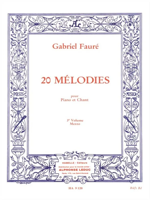 Cover: 9790230791205 | 20 mélodies vol.3 (nos.41-60) pour mezzosoprano et piano | Fauré