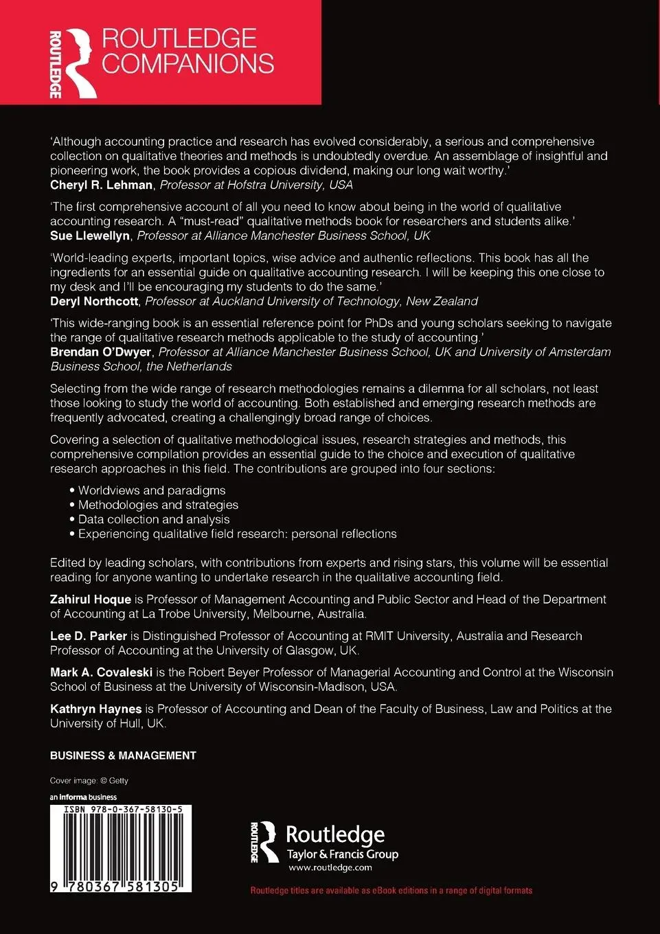 Rückseite: 9780367581305 | The Routledge Companion to Qualitative Accounting Research Methods