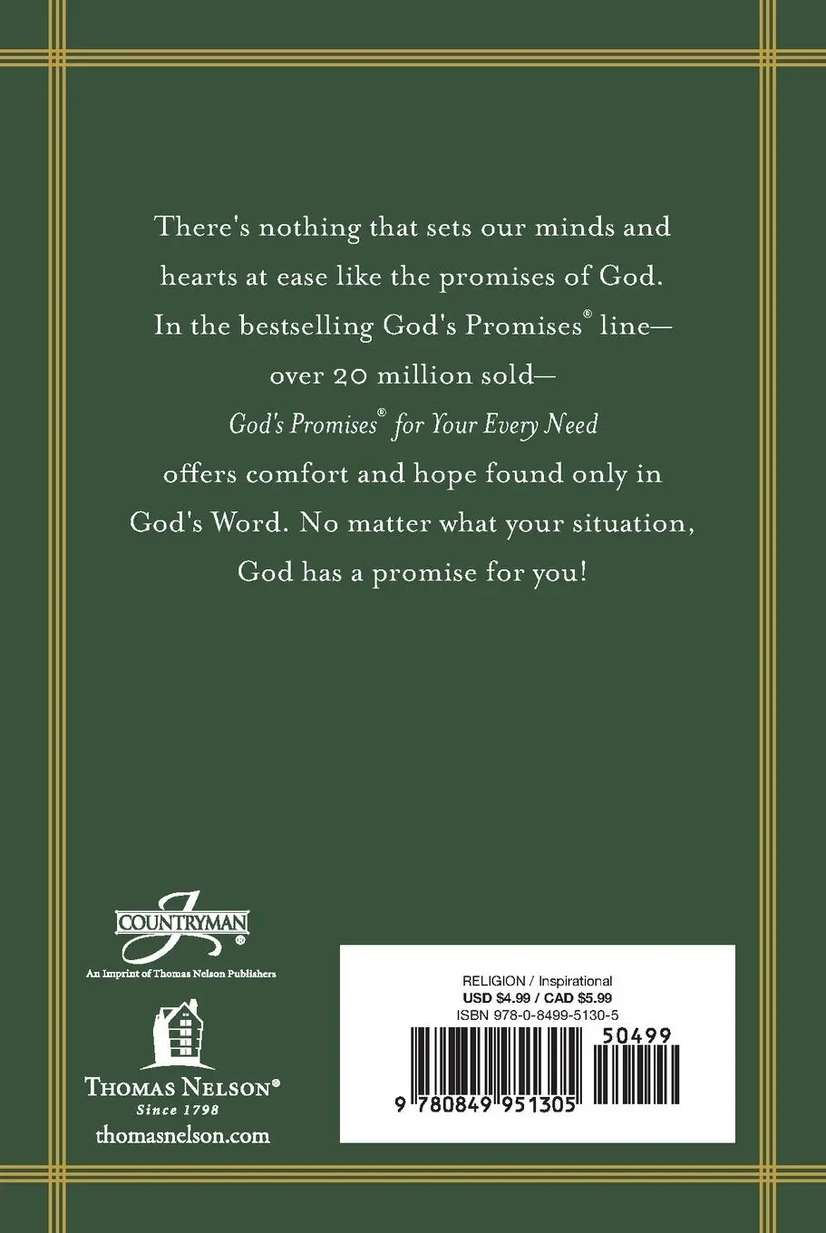 Rückseite: 9780849951305 | God's Promises for Your Every Need | Thomas Nelson | Taschenbuch