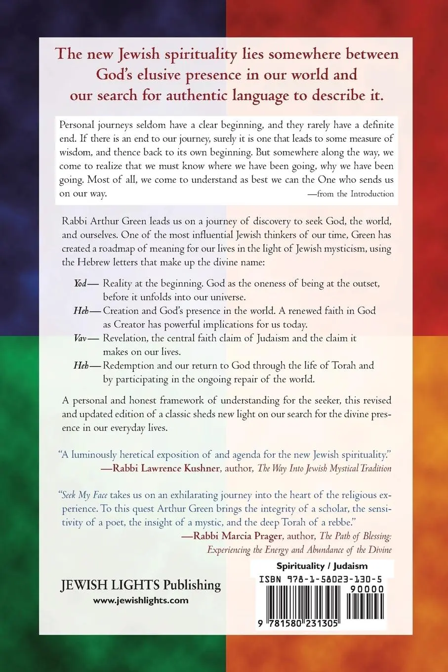 Rückseite: 9781580231305 | Seek My Face | A Jewish Mystical Theology | Arthur Green | Taschenbuch