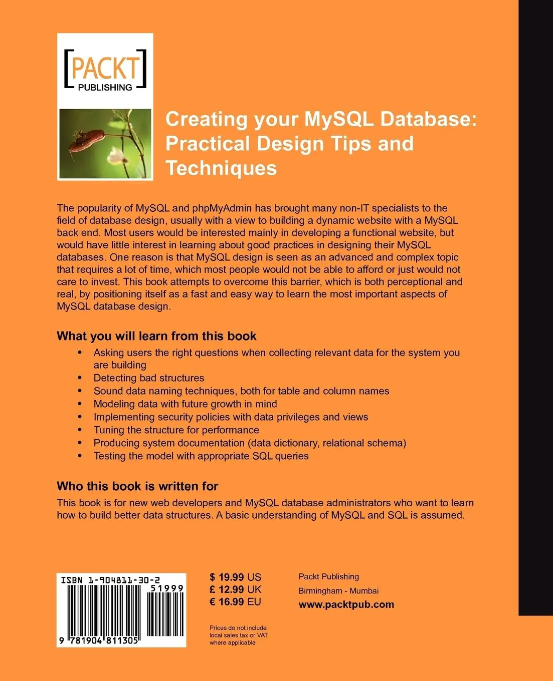 Rückseite: 9781904811305 | Creating your MySQL Database | Practical Design Tips and Techniques
