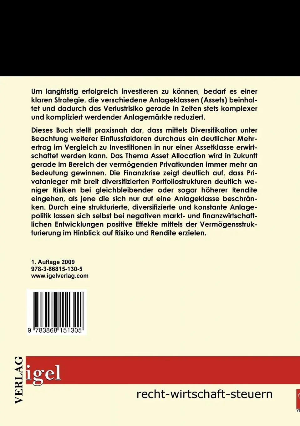 Rückseite: 9783868151305 | Erfolgreiche Diversifikation von Geldanlagen | Jens Dahlmanns | Buch