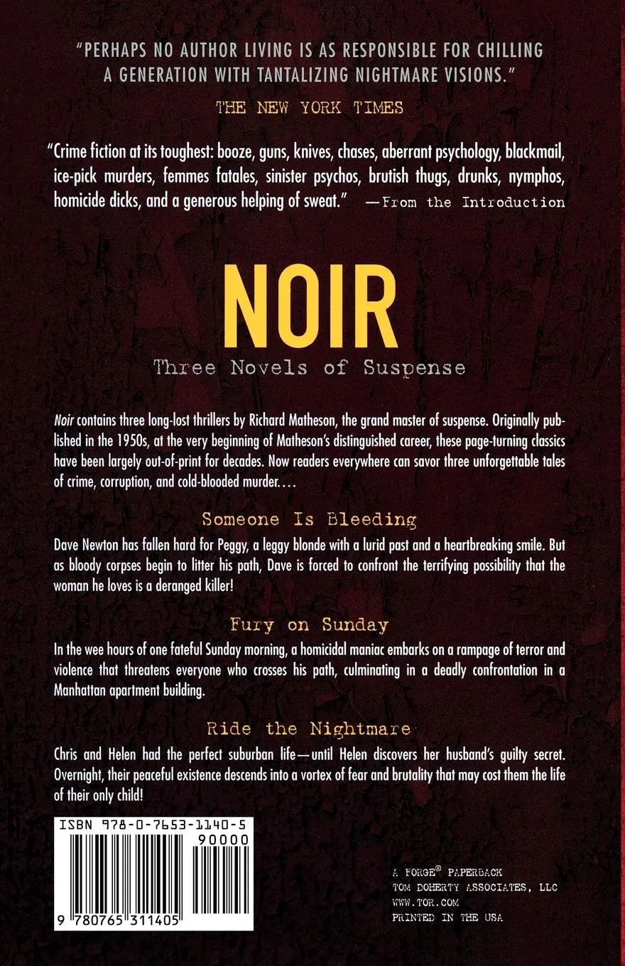 Rückseite: 9780765311405 | Noir | Three Novels of Suspense | Richard Matheson | Taschenbuch