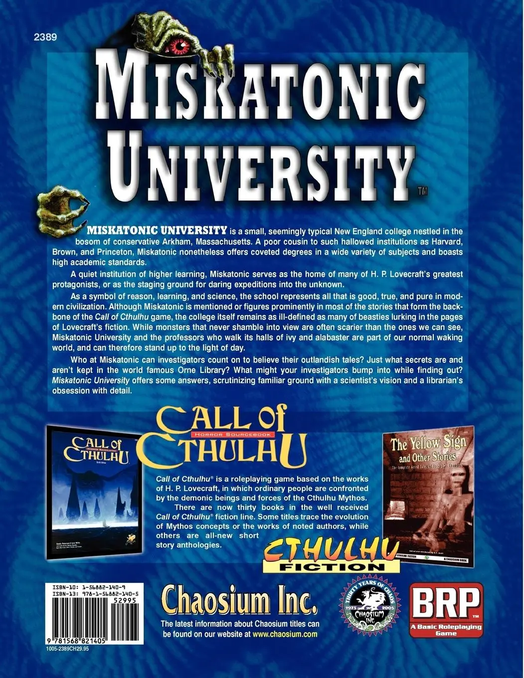 Rückseite: 9781568821405 | Miskatonic University | A Handbook to the Pride of Arkham | Johnson