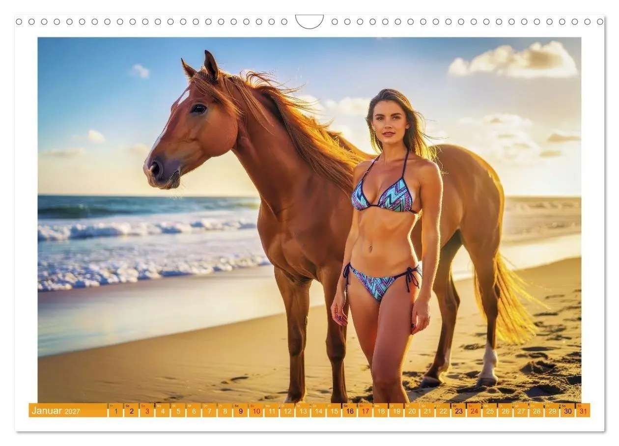 Bild: 9783516761405 | Sexy - Model mit Pferd (Wandkalender 2027 DIN A3 quer), CALVENDO...