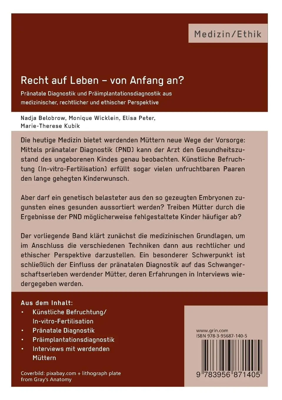 Rückseite: 9783956871405 | Recht auf Leben - von Anfang an? | Nadja Belobrow (u. a.) | Buch