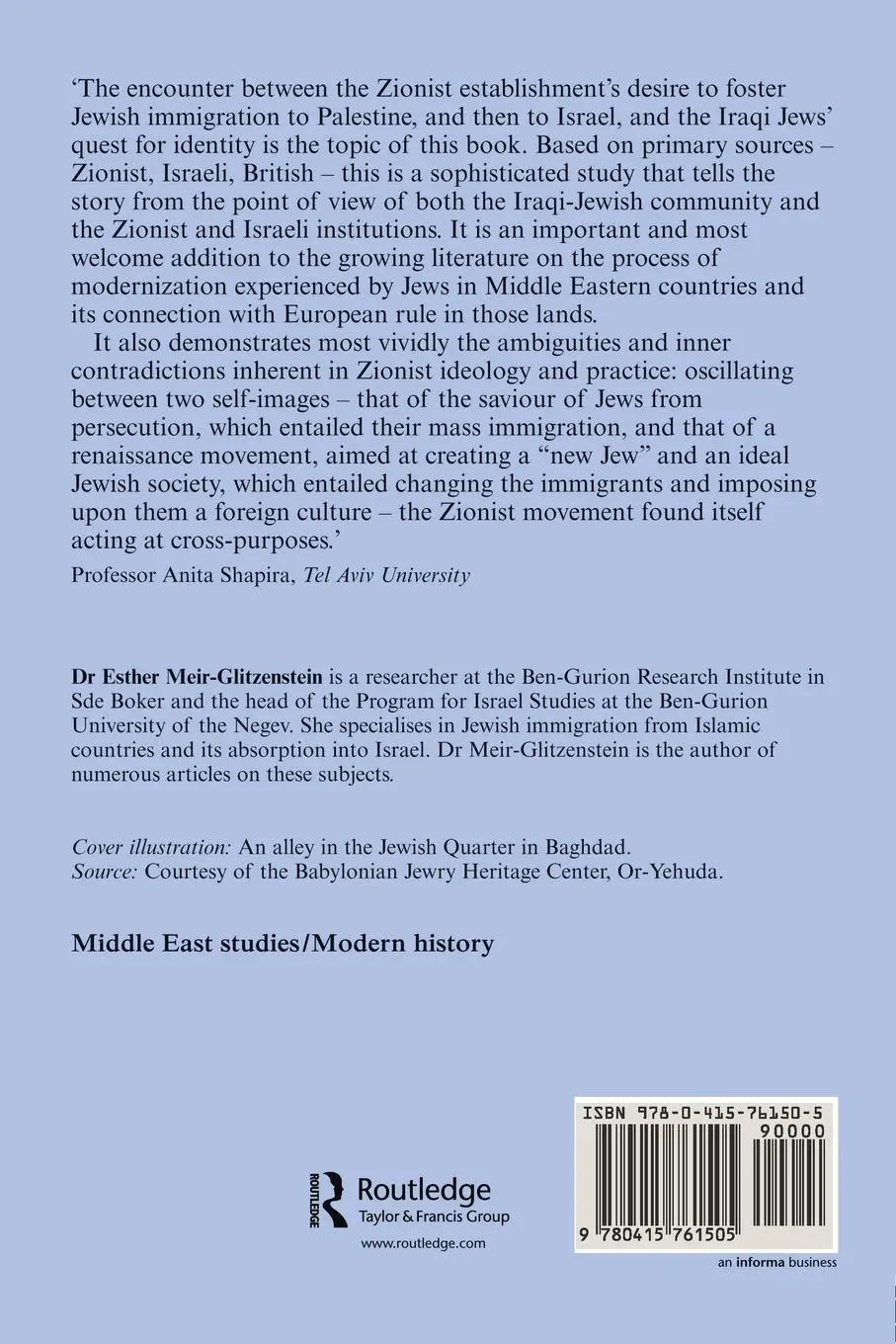 Rückseite: 9780415761505 | Zionism in an Arab Country | Jews in Iraq in the 1940s | Taschenbuch