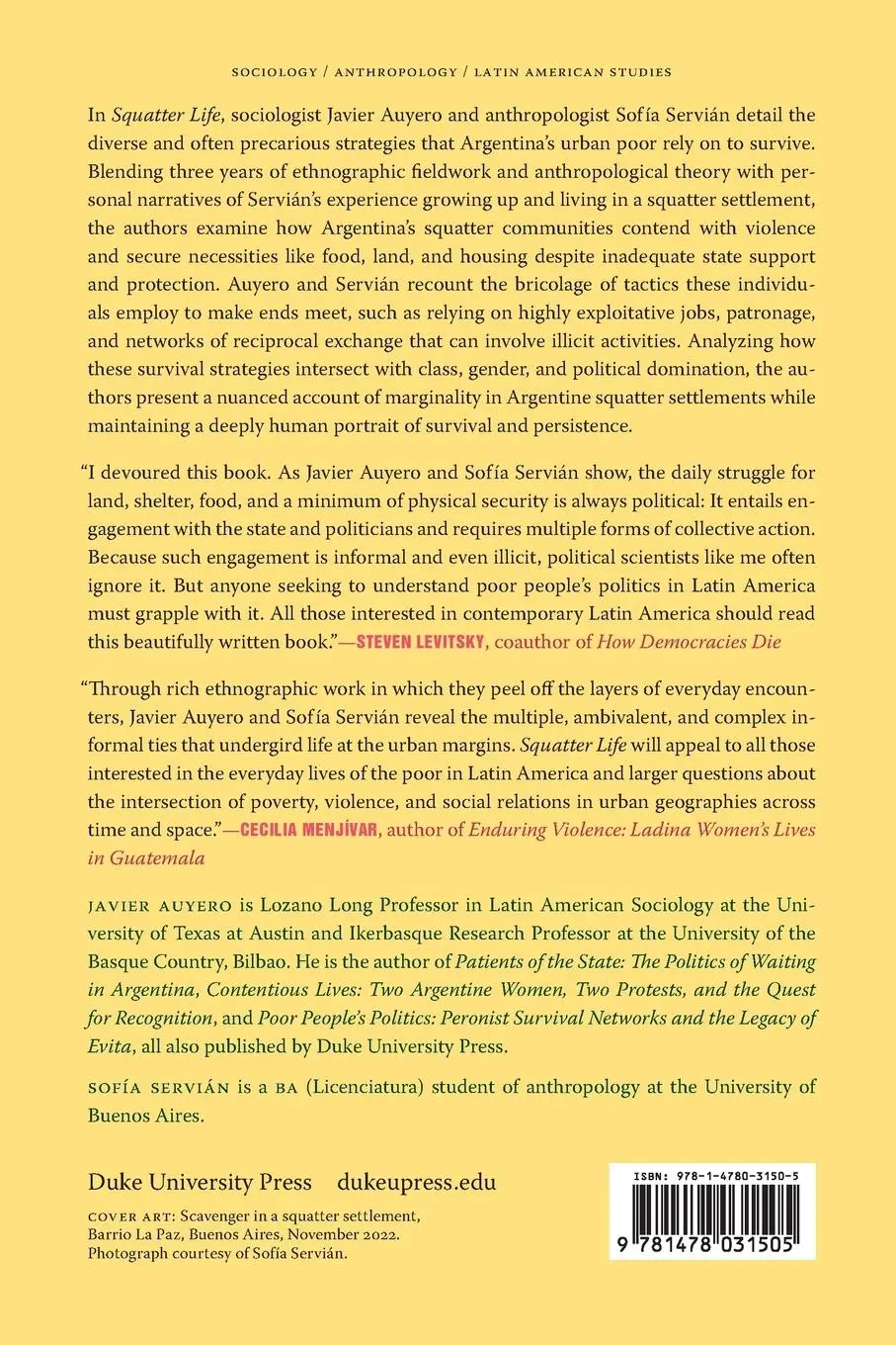 Rückseite: 9781478031505 | Squatter Life | Persistence at the Urban Margins of Buenos Aires