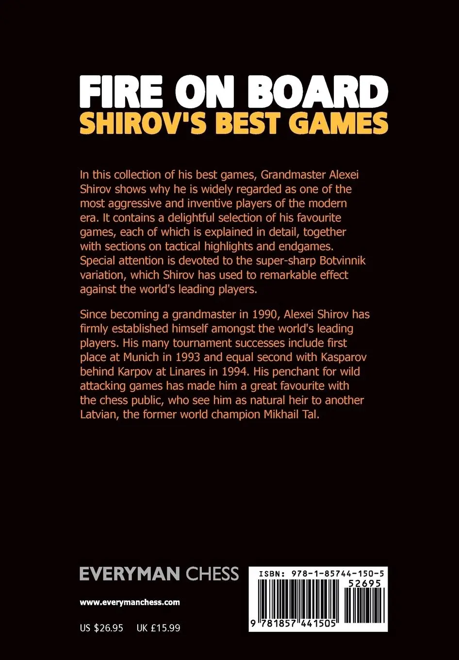 Rückseite: 9781857441505 | Fire on Board | Shirov's Best Games | Alexei Shirov (u. a.) | Buch
