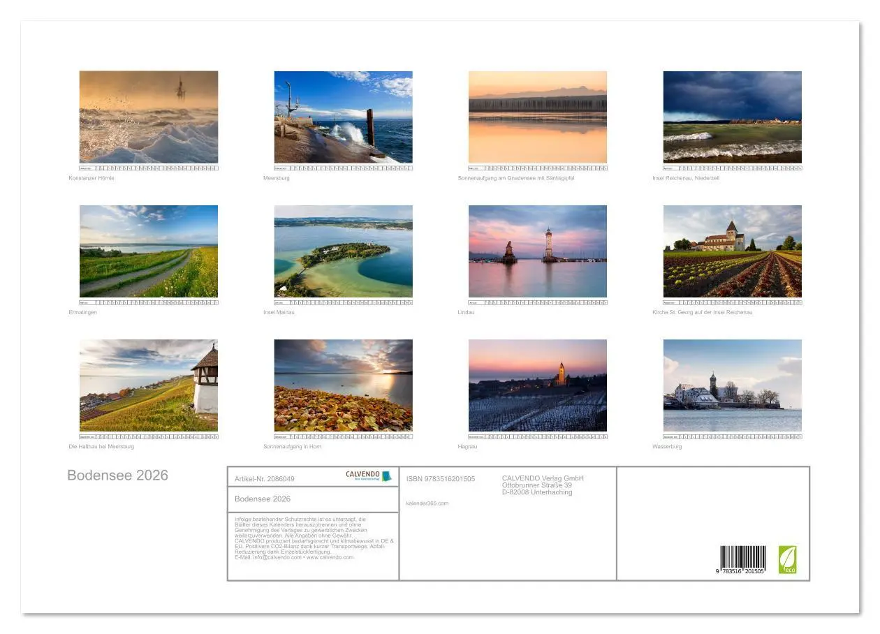 Bild: 9783516201505 | Bodensee 2026 (Wandkalender 2026 DIN A2 quer), CALVENDO Monatskalender