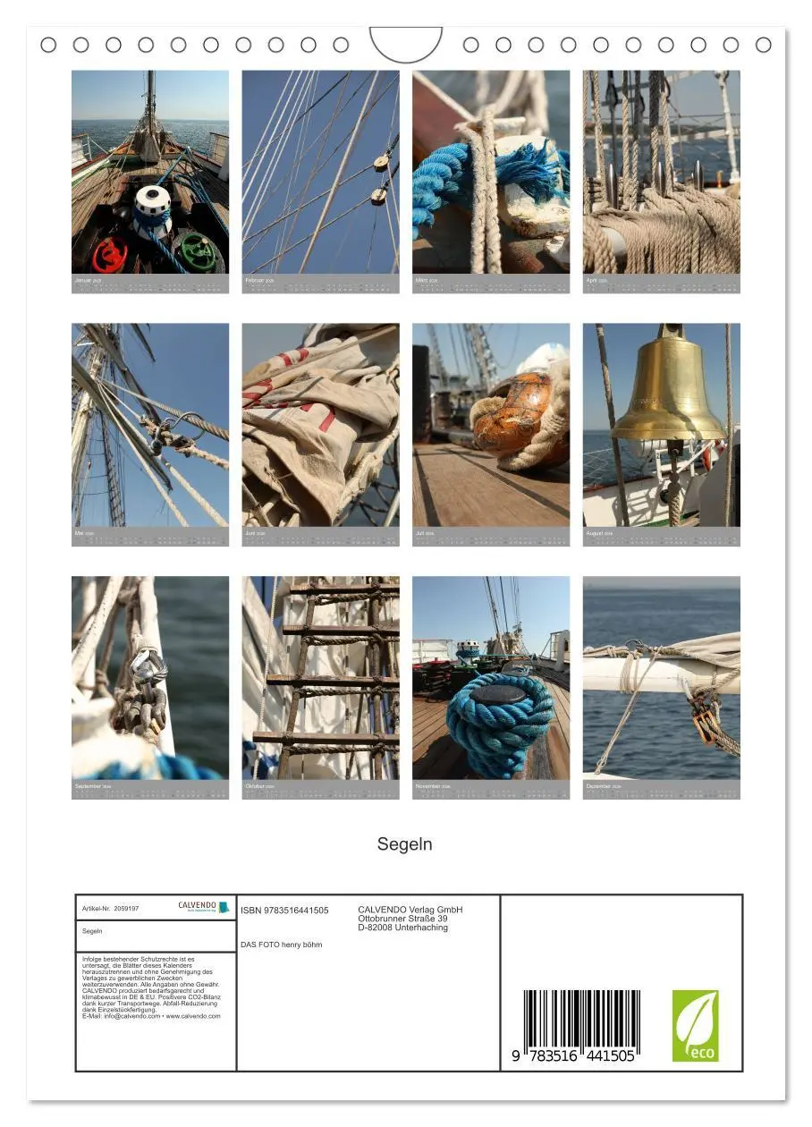 Bild: 9783516441505 | Segeln (Wandkalender 2026 DIN A4 hoch), CALVENDO Monatskalender | Böhm