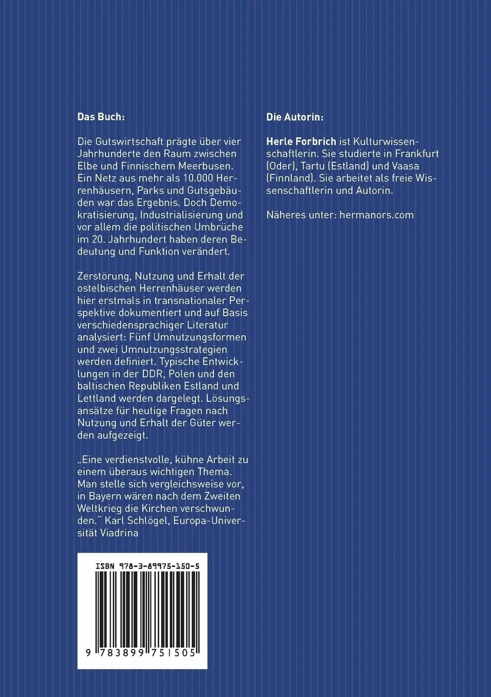 Rückseite: 9783899751505 | Herrenhäuser ohne Herren | Herle Forbrich | Taschenbuch | Deutsch