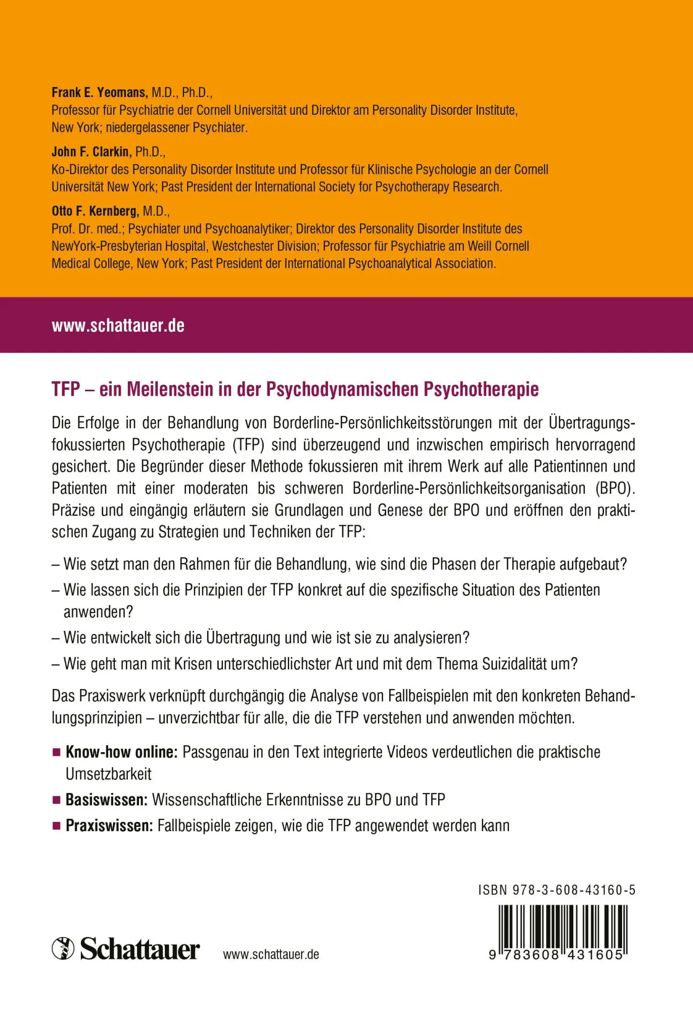 Rückseite: 9783608431605 | Übertragungsfokussierte Psychotherapie für Borderline-Patienten | Buch
