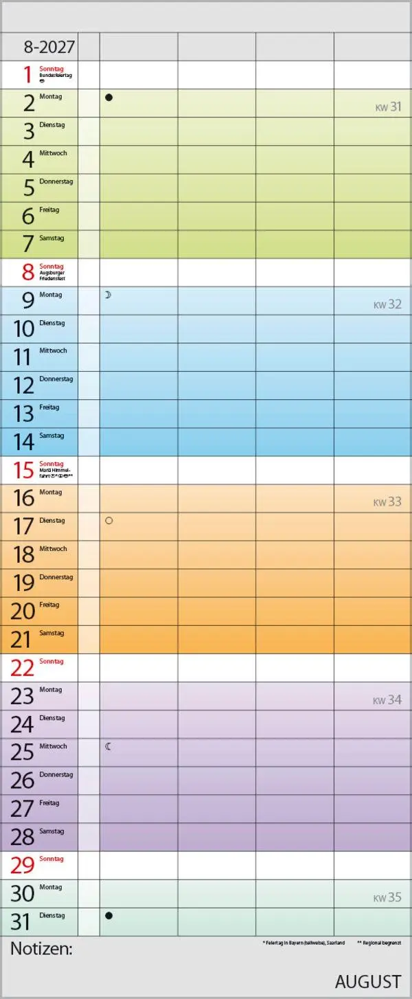 Bild: 9783819301605 | Familienplaner Farbenspiel 2027 | Verlag Korsch | Kalender | 14 S.