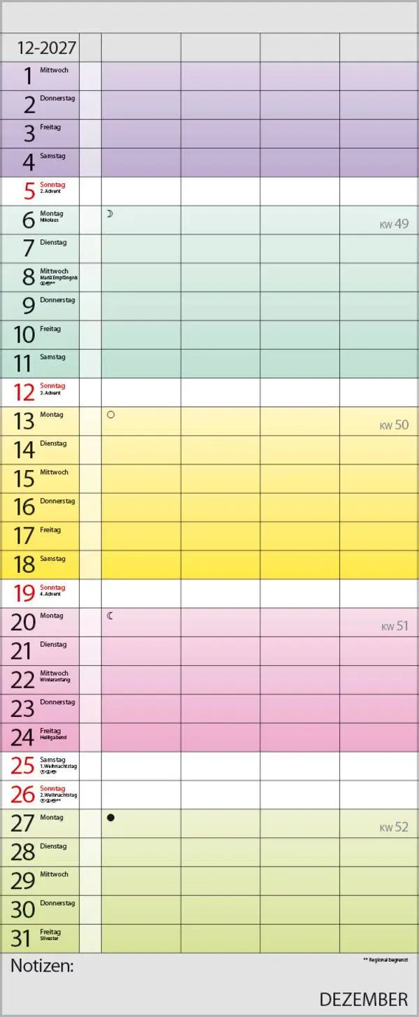 Bild: 9783819301605 | Familienplaner Farbenspiel 2027 | Verlag Korsch | Kalender | 14 S.
