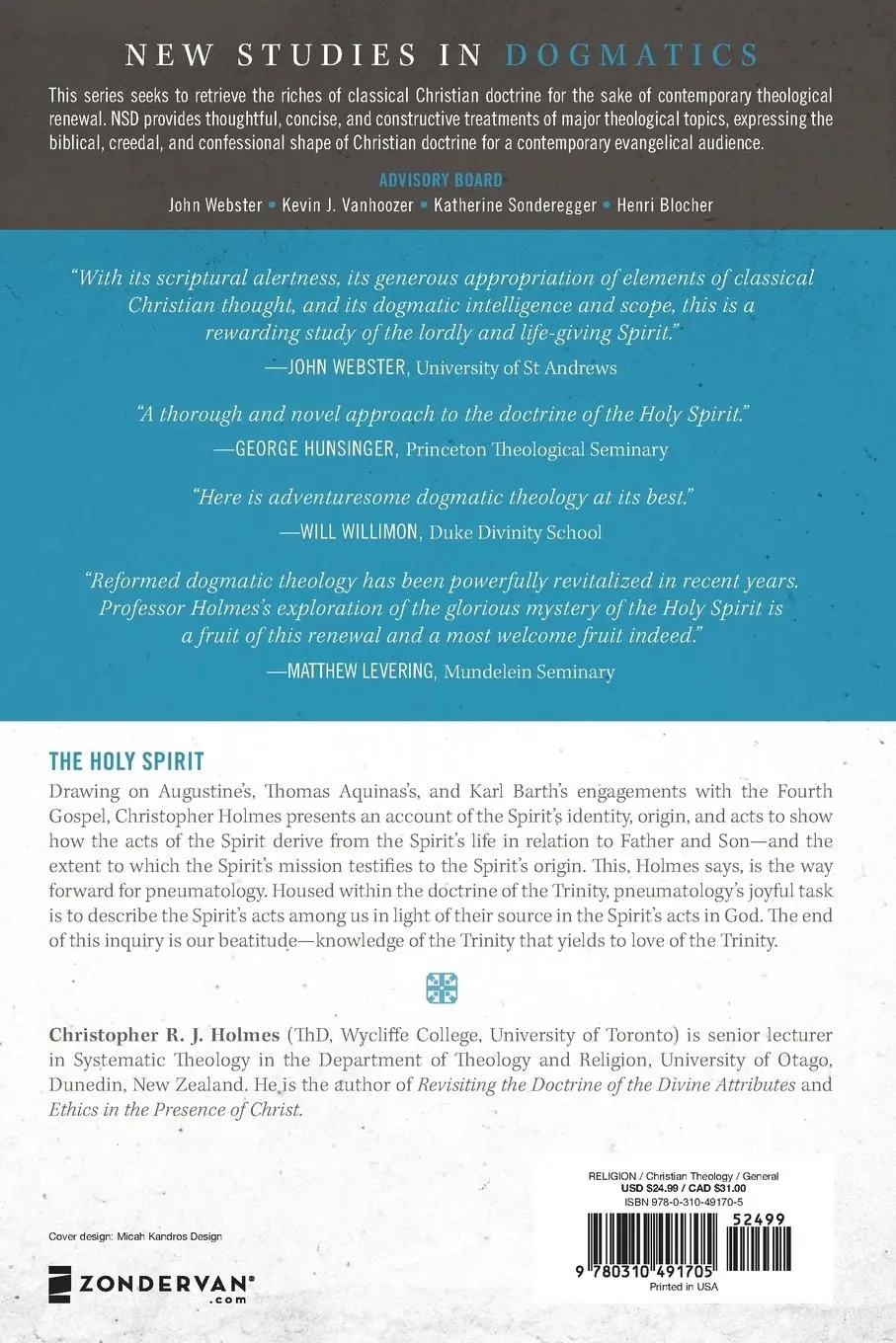 Rückseite: 9780310491705 | The Holy Spirit | Christopher R. J. Holmes | Taschenbuch | Englisch