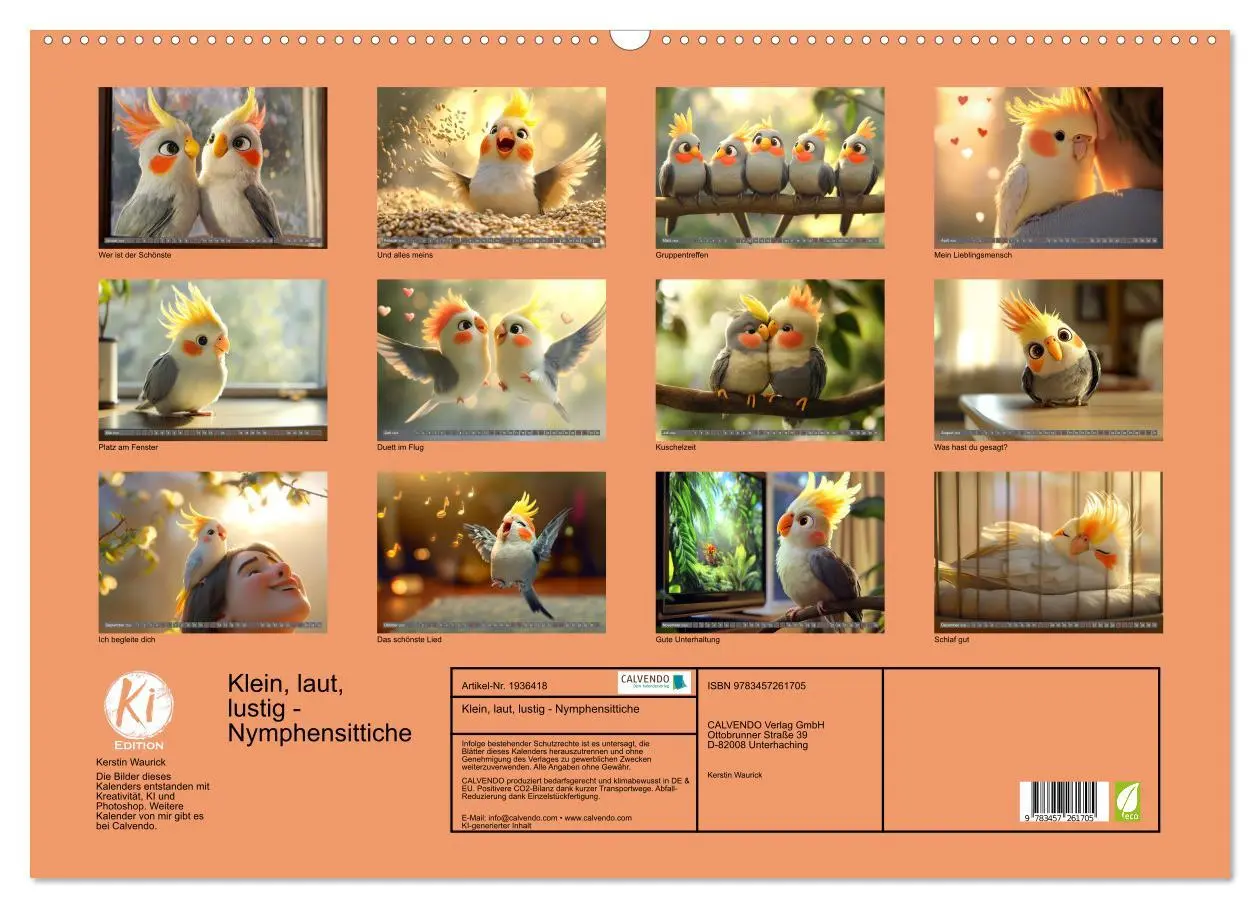 Bild: 9783457261705 | Klein, laut, lustig - Nymphensittiche (Wandkalender 2026 DIN A2...