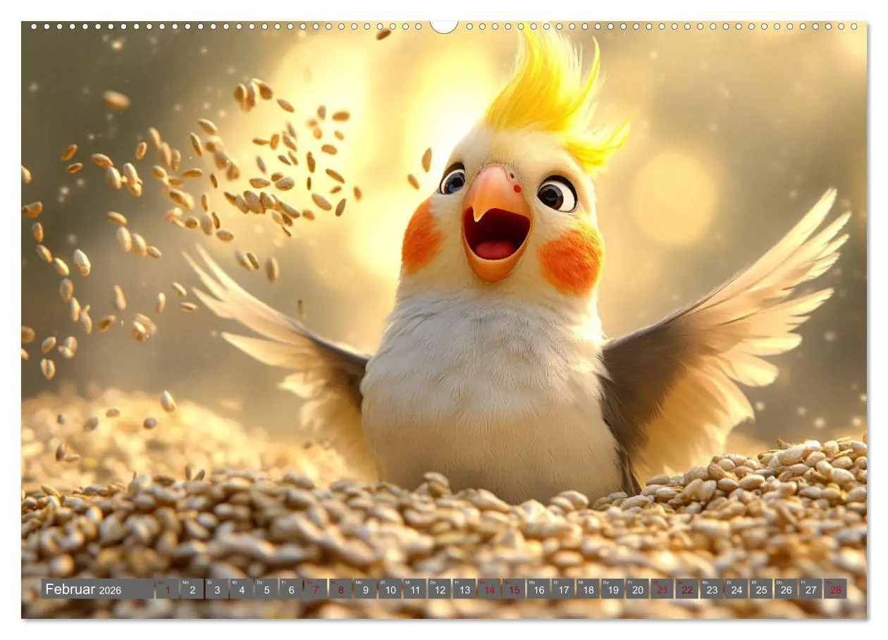 Bild: 9783457261705 | Klein, laut, lustig - Nymphensittiche (Wandkalender 2026 DIN A2...