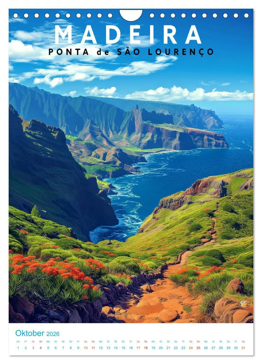 Bild: 9783516281705 | Madeira - Old School Poster Style (Wandkalender 2026 DIN A4 hoch),...