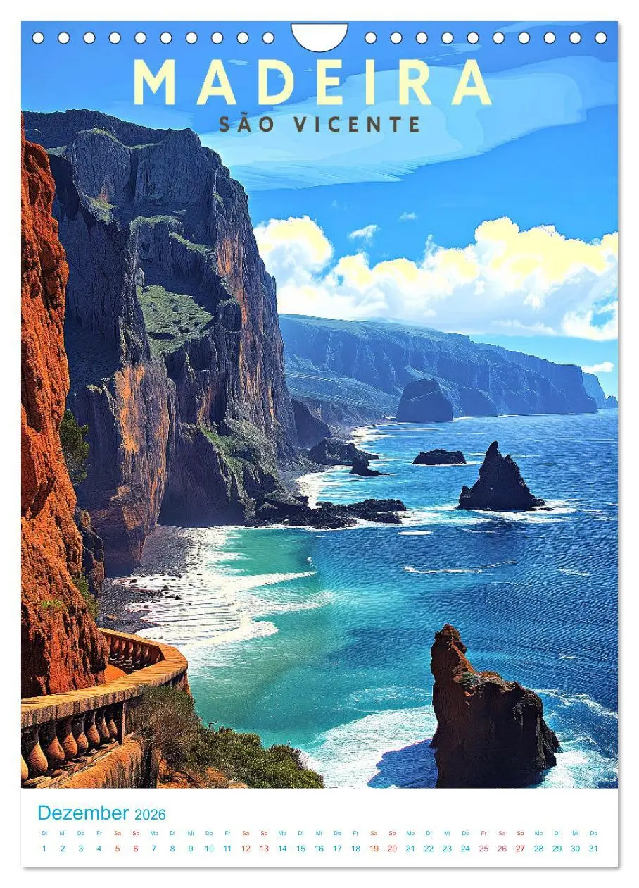 Bild: 9783516281705 | Madeira - Old School Poster Style (Wandkalender 2026 DIN A4 hoch),...