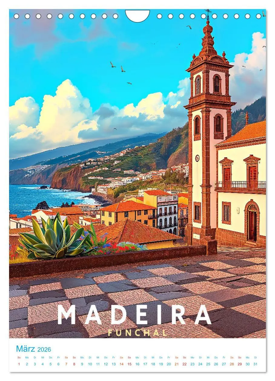 Bild: 9783516281705 | Madeira - Old School Poster Style (Wandkalender 2026 DIN A4 hoch),...