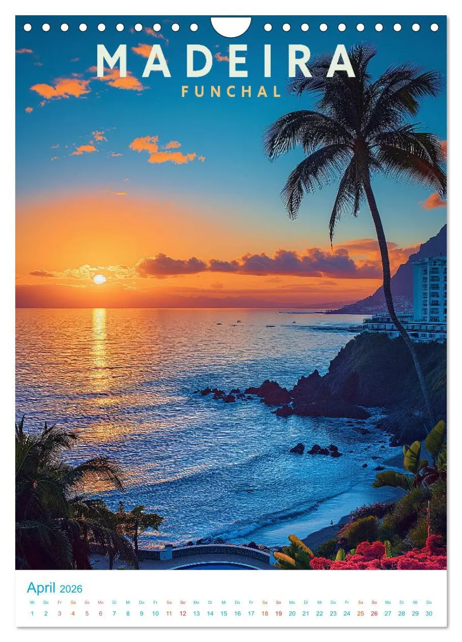 Bild: 9783516281705 | Madeira - Old School Poster Style (Wandkalender 2026 DIN A4 hoch),...