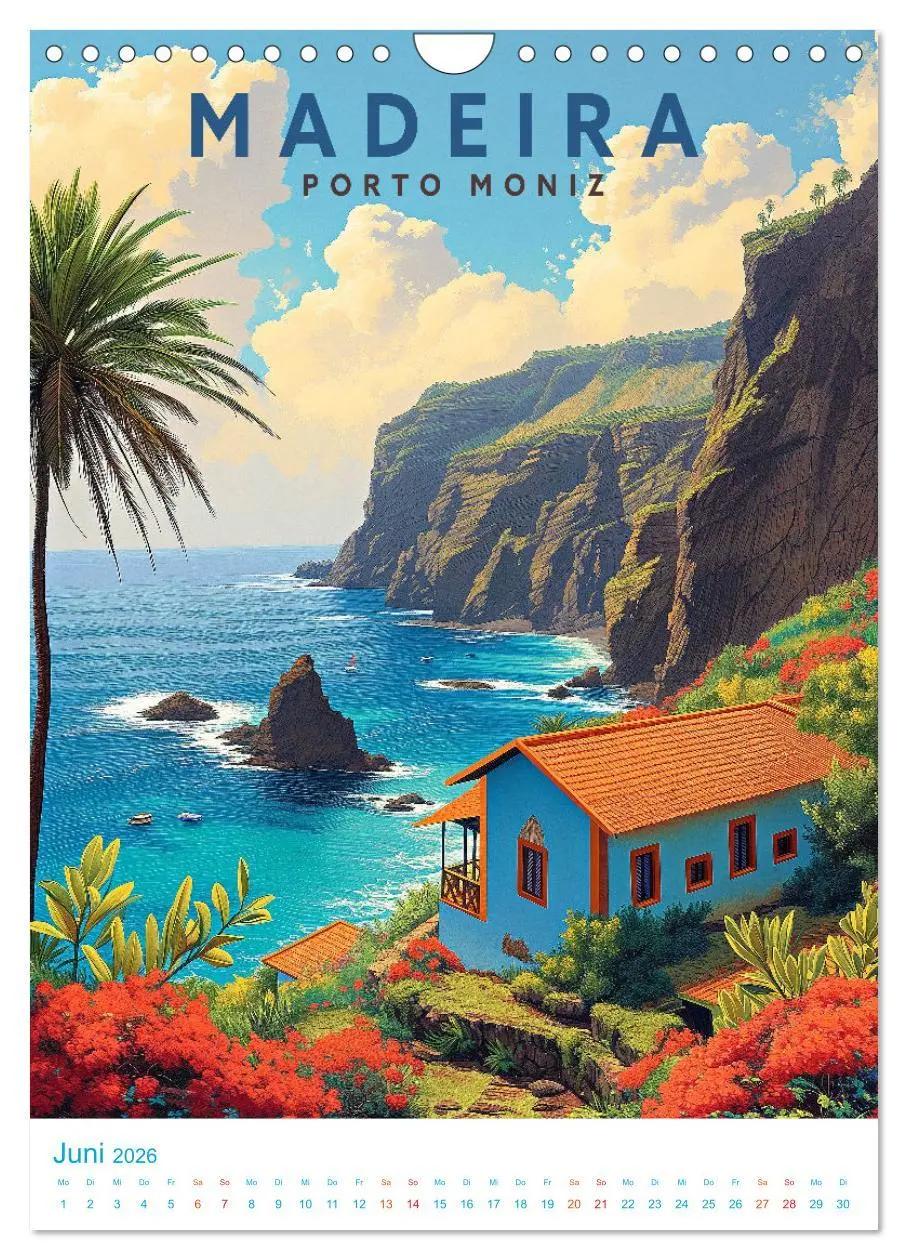 Bild: 9783516281705 | Madeira - Old School Poster Style (Wandkalender 2026 DIN A4 hoch),...