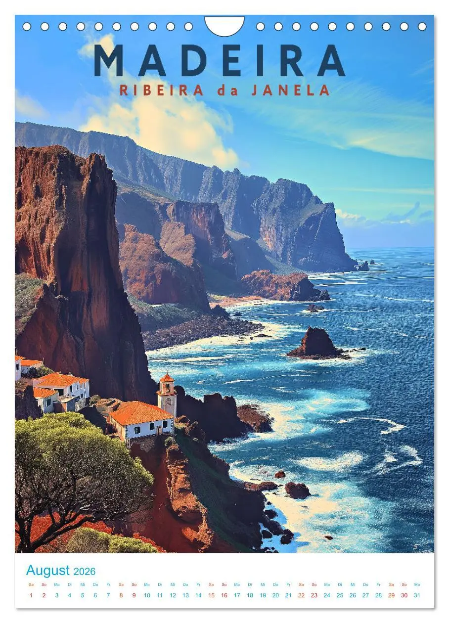 Bild: 9783516281705 | Madeira - Old School Poster Style (Wandkalender 2026 DIN A4 hoch),...