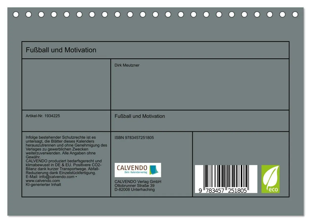 Bild: 9783457251805 | Fußball und Motivation (Tischkalender 2026 DIN A5 quer), CALVENDO...