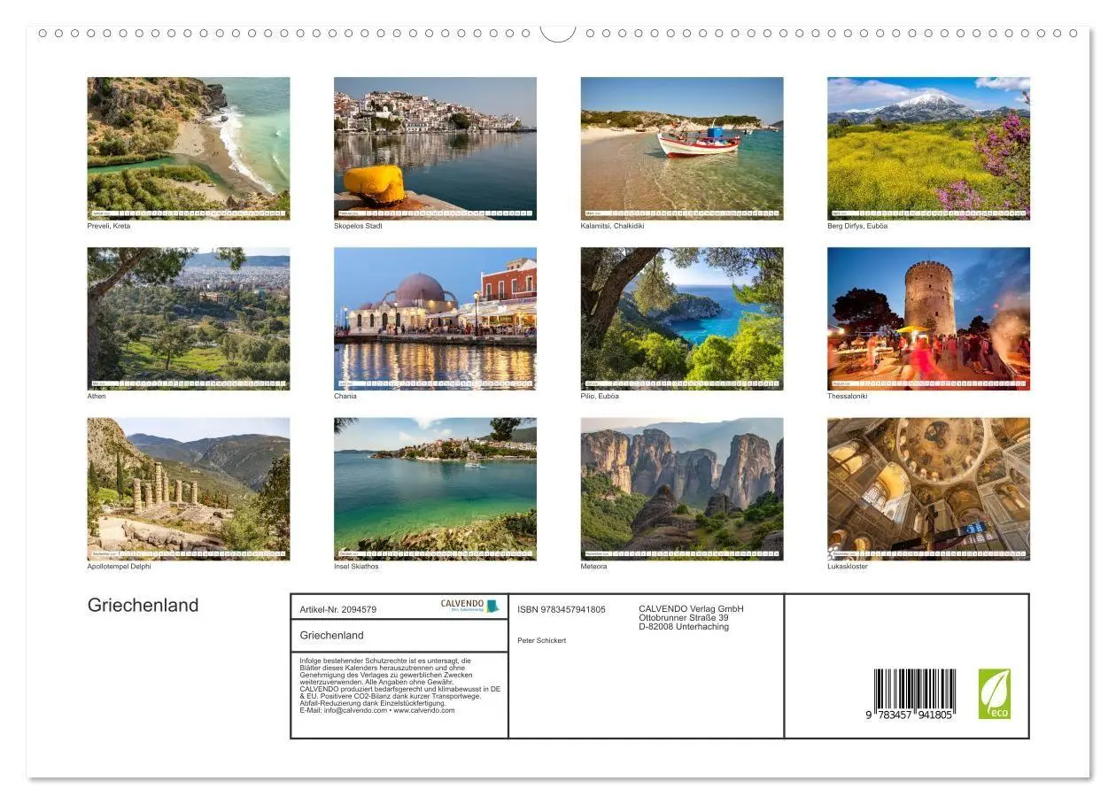 Bild: 9783457941805 | Griechenland (hochwertiger Premium Wandkalender 2026 DIN A2 quer),...