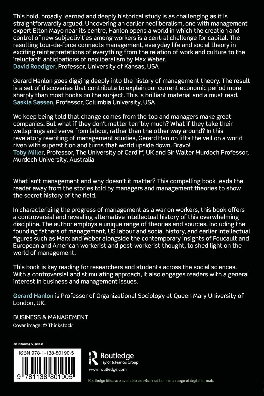 Rückseite: 9781138801905 | The Dark Side of Management | A Secret History of Management Theory