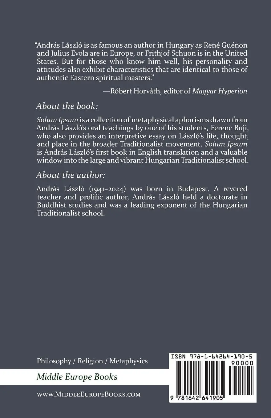 Rückseite: 9781642641905 | Solum Ipsum | Metaphysical Aphorisms | András László | Taschenbuch