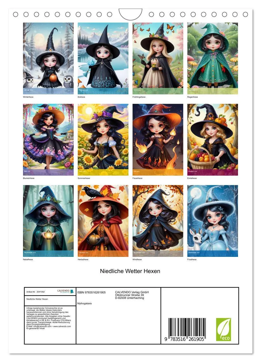 Bild: 9783516261905 | Niedliche Wetter Hexen (Wandkalender 2026 DIN A4 hoch), CALVENDO...