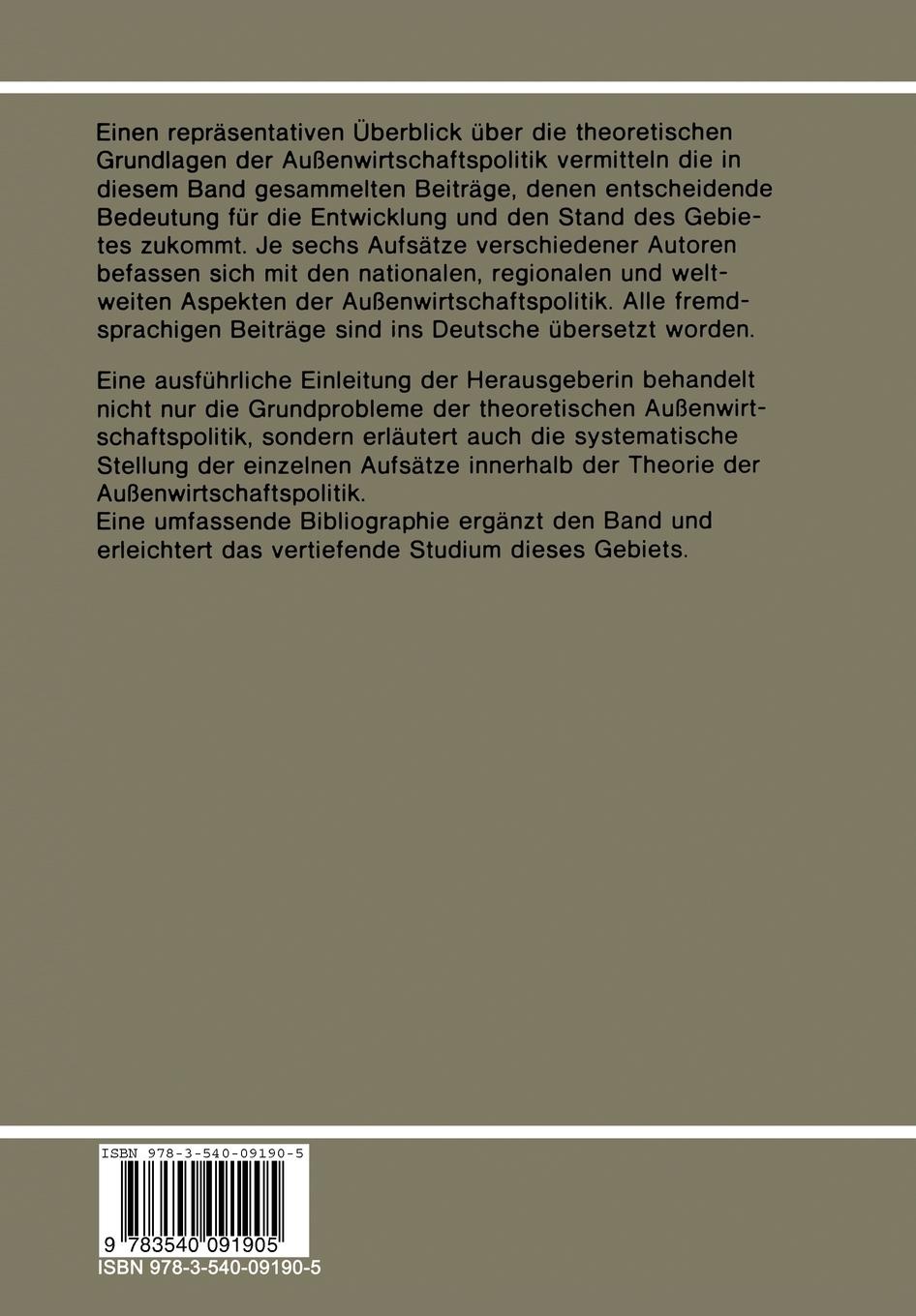 Rückseite: 9783540091905 | Theorie der Außenwirtschaftspolitik | Helga Luckenbach | Taschenbuch