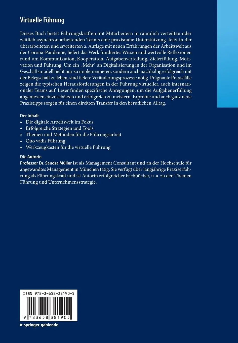 Rückseite: 9783658381905 | Virtuelle Führung | Sandra Müller | Taschenbuch | XVII | Deutsch
