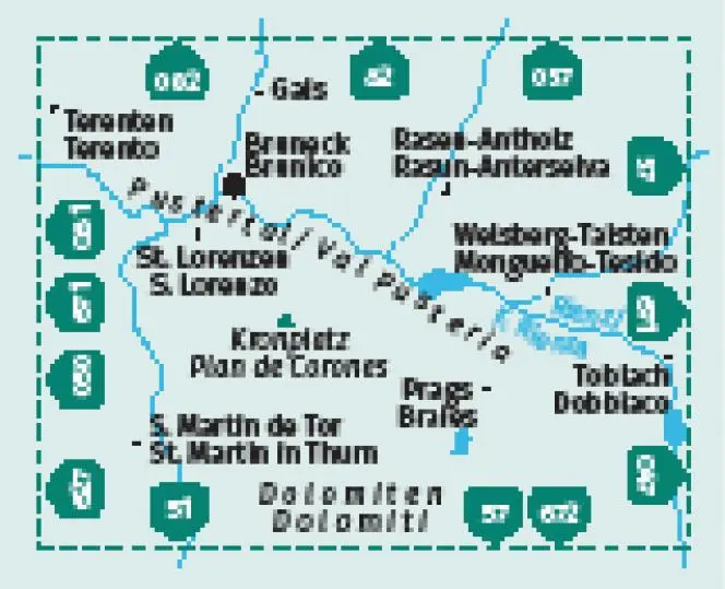 Bild: 9783991541905 | KOMPASS Wanderkarte 045 Bruneck, Kronplatz / Brunico, Plan de...